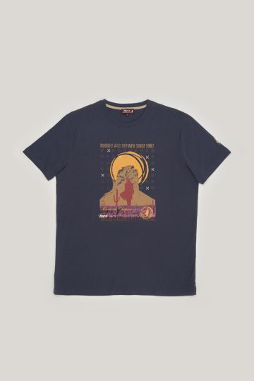 Printed tee shirt with rider design