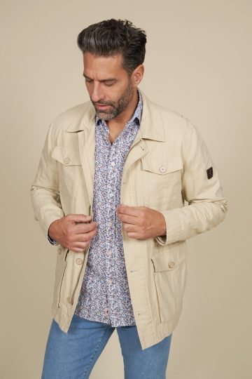 Plain cotton/linen safari jacket