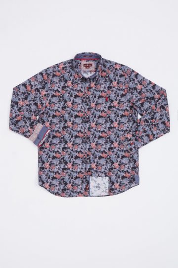 Chemise imprimée fleurs floues