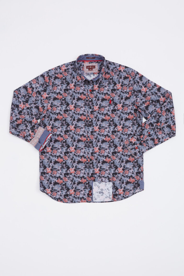 Chemise imprimée fleurs floues