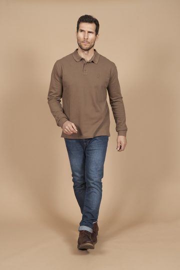 Polo uni manches longues