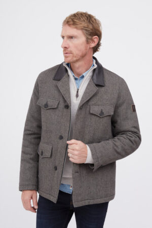 Veste quatre poches col cuir