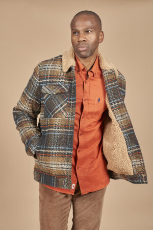 Blouson carreaux col sherpa