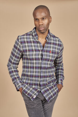 Chemise à grands carreaux seersucker