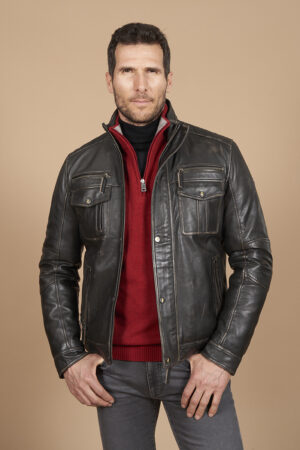 Blouson en cuir multipoches