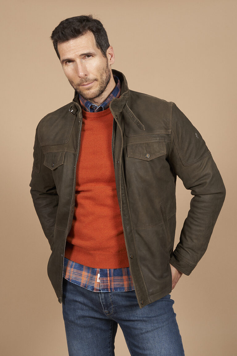 Veste motard en daim