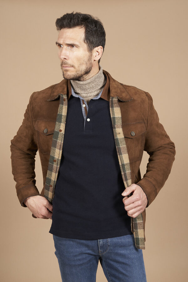 Veste Réversible Cuir Et Daim – Marron Et Fleuri – Taille 14 – Excellent état