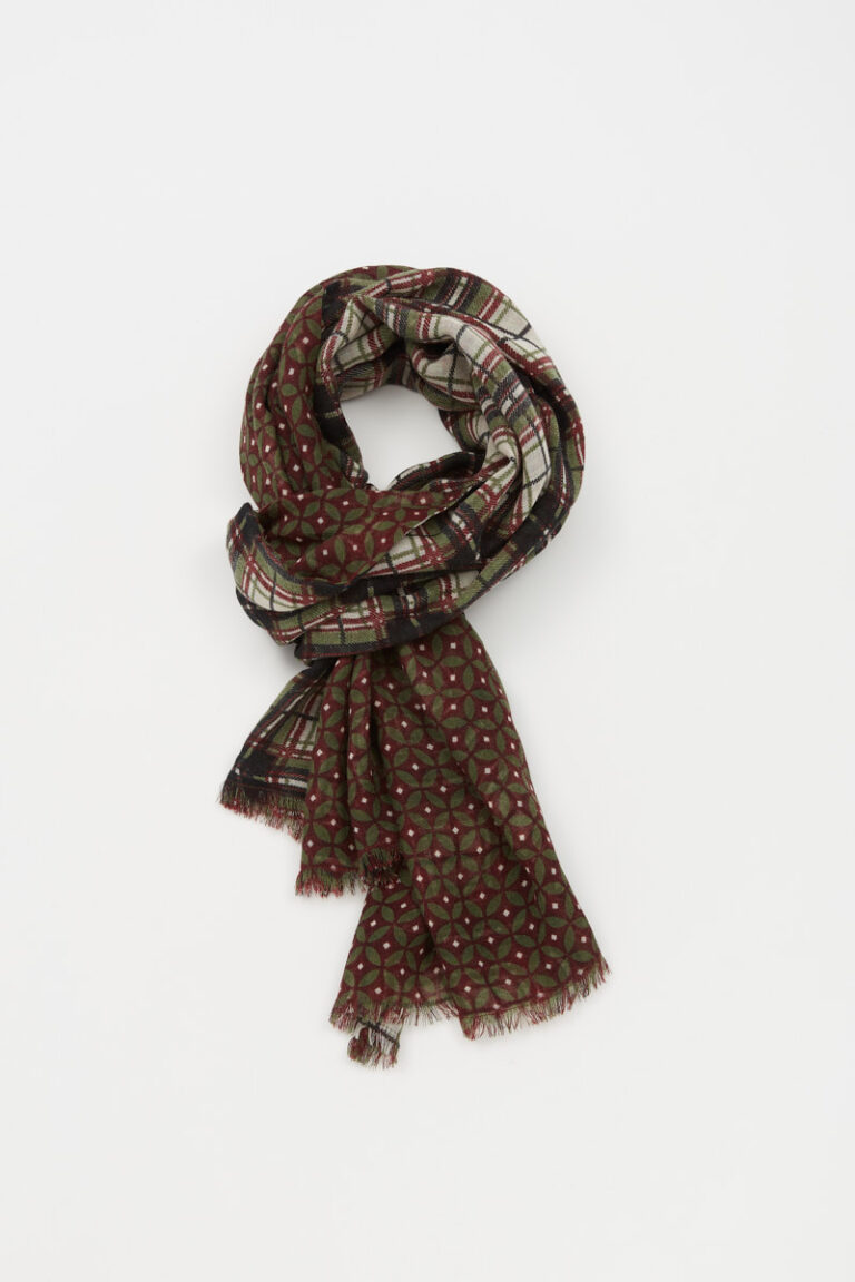 Echarpe motif géométrique et carreaux