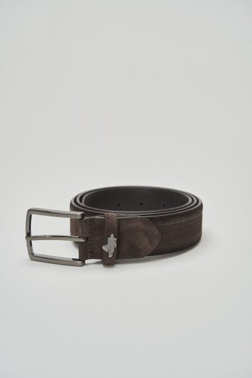 Ceinture daim bande centrale embossée