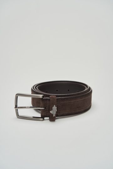 Ceinture daim bande centrale embossée