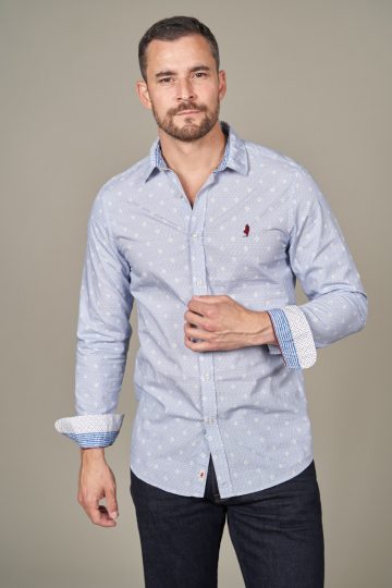 Chemise à motifs fleurs géométriques
