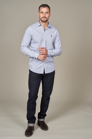 Chemise à motifs fleurs géométriques