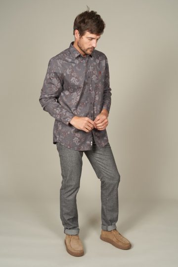 Chemise double face à motifs fleurs