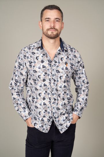 Chemise à motifs fleurs japonaises