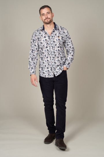Chemise à motifs fleurs japonaises