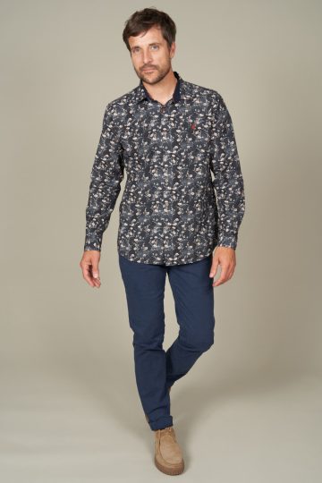 Chemise à motifs fleurs fond dégradé