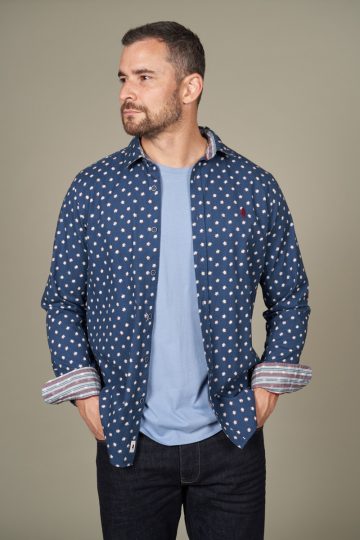 Chemise double face à motifs feuilles