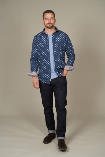 Chemise double face à motifs feuilles