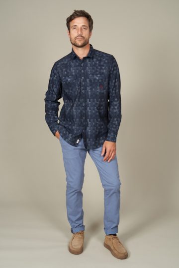 Ethnical printed denim shirt