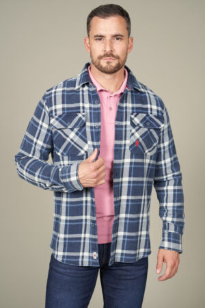 Big check washed denim shirt