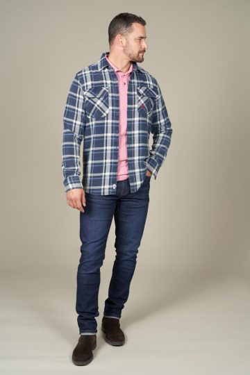 Big check washed denim shirt