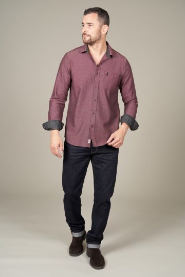 Chemise bicolore en coton tissé-teint