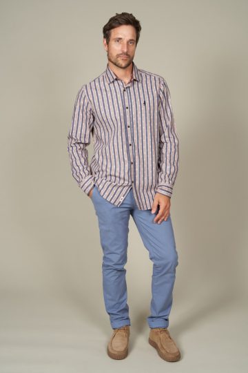 Chemise double face motif grosse rayure