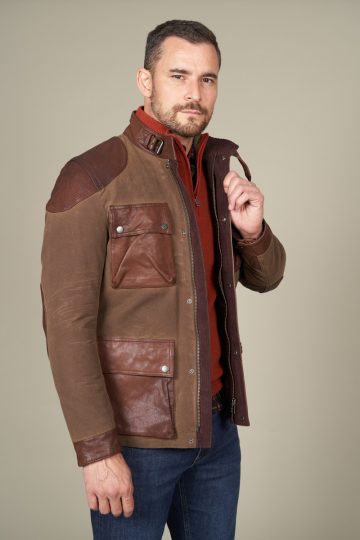 Veste canvas et empiècement cuir