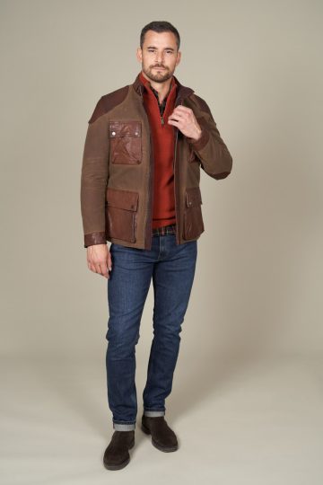 Veste canvas et empiècement cuir