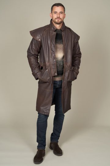 Manteau long en cuir
