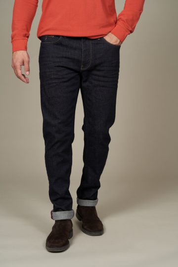 Slim fit jeans with leather details