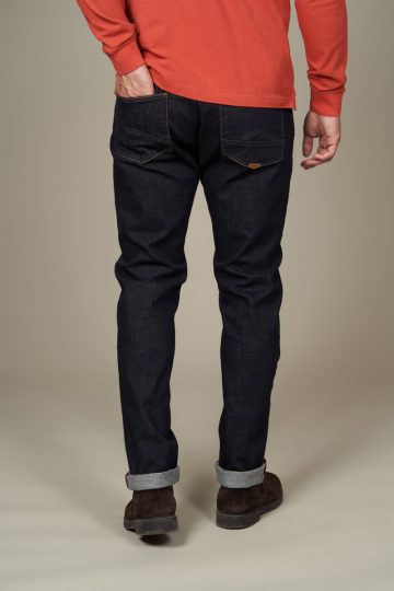 Slim fit jeans with leather details