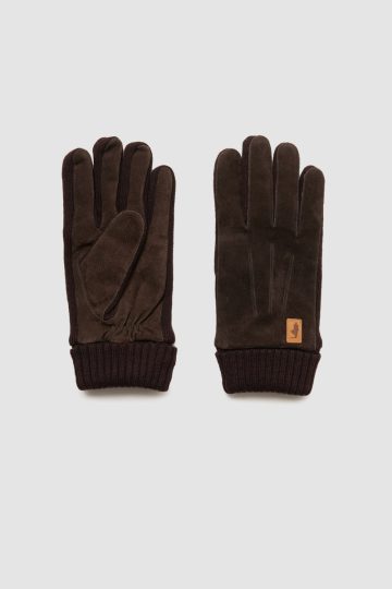 Nubuck knit wrist gloves