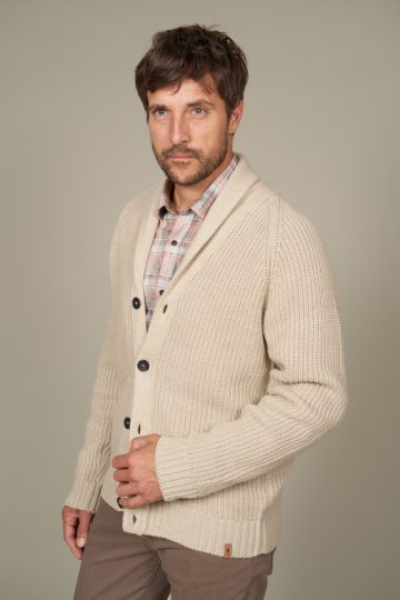 Gilet boutonné col châle maille perlée