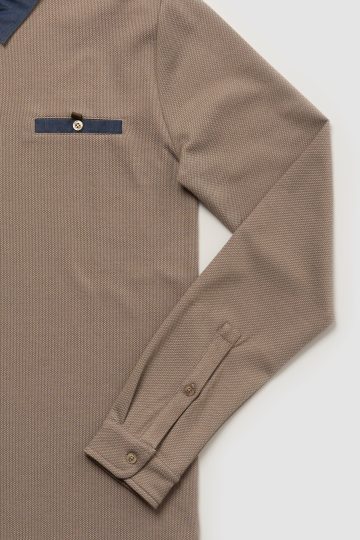 Polo manches longues avec col façon jean