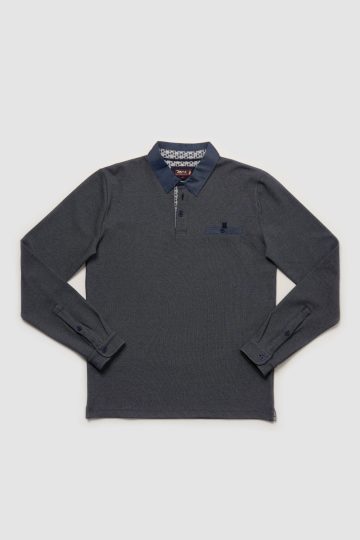 Polo manches longues avec col façon jean