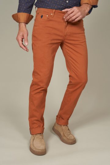 Plain gabardine 5-pocket pants