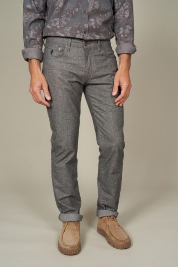 Heathered weaved 5-pocket pants