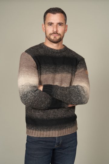 Pull col rond rayures