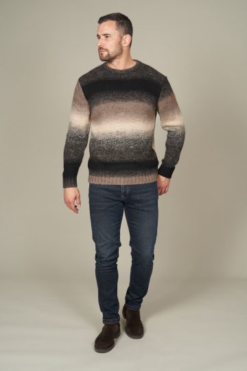 Pull col rond rayures