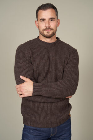 Pull col roulotté maille perlée