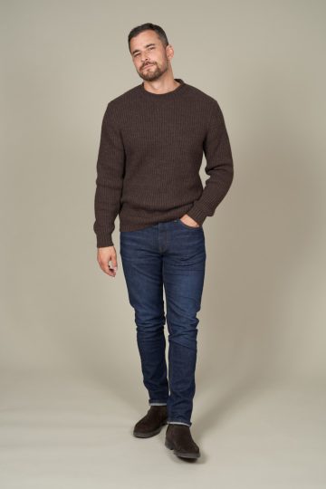 Pull col roulotté maille perlée