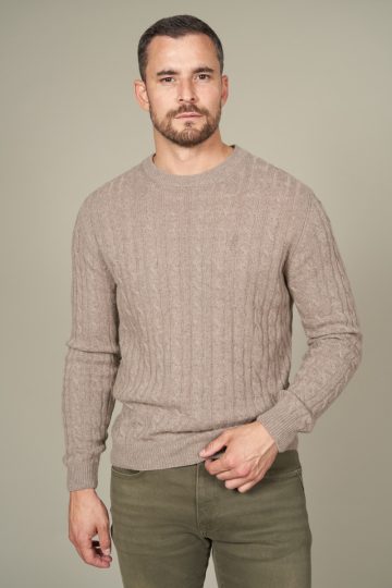 Pull col rond torsadé