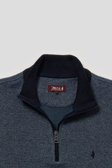 Sweat col montant zippé deux tons