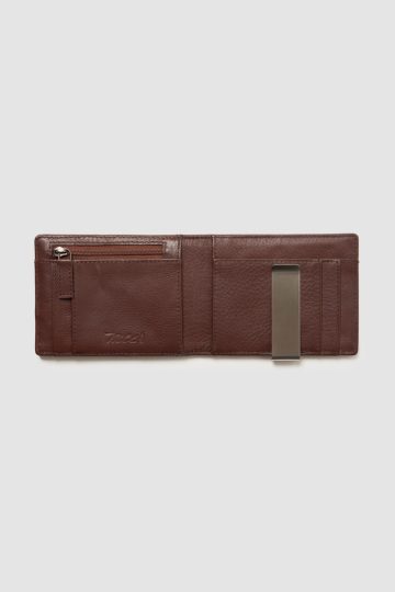 Leather coin purse with zipped pocket